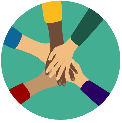 stylised image of hands meeting